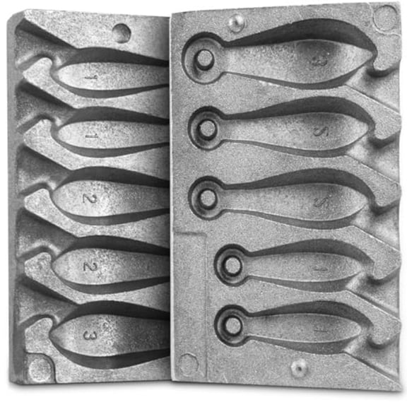 MMasters Bank Sinker Mold 1/2/3 oz Aluminum Fishing Weight Mold with 4 Cavities, Cutting Pliers Included, DIY Lead Casting Kit for Freshwater Saltwater Fishing Tackle