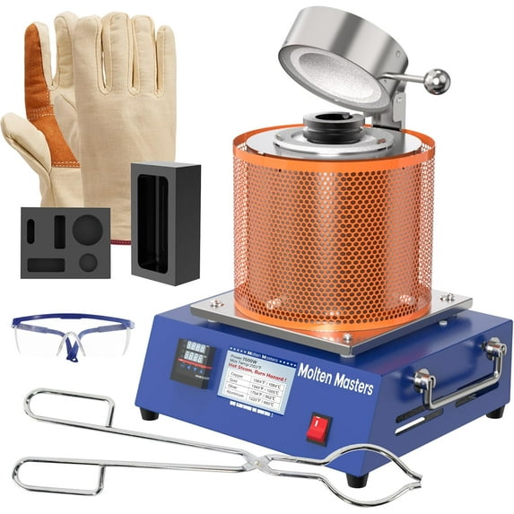MMasters Electric Melting Furnace 3KG, Digital PID Temperature Control, Metal Melting Tool for Gold, Silver, Copper, Scrap, DIY Casting & Jewelry Making