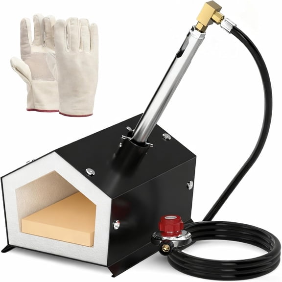 MMasters Portable 1 Burner Propane Gas Forge, Up to 2600F High Temperature, Compact Blacksmithing & Knife Making Forge Kit with Fire Brick & Gloves