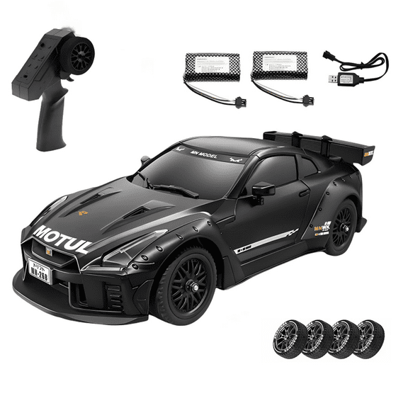 MN-268 1/16 Scale RC Drift Car, 2.4G RWD Dual-Speed Control High-Speed Electric Drift Racing Car with Gyro, Interactive LED Lights & 2 Tire Sets, RTR Racing Toy for Hobbyist