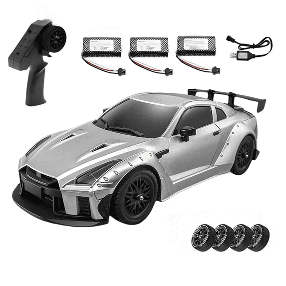MN-268 1/16 Scale RC Drift Car, 2.4G RWD Dual-Speed Control High-Speed Electric Drift Racing Car with Gyro, Interactive LED Lights & 2 Tire Sets, RTR Racing Toy for Hobbyist