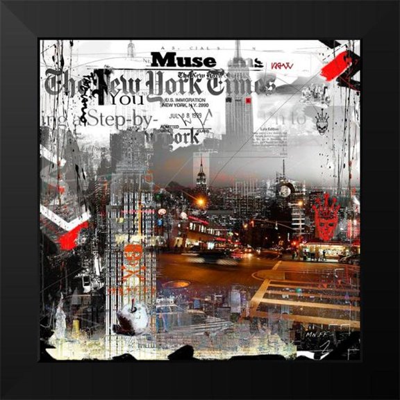 MN.FF 12x12 Black Modern Framed Museum Art Print Titled - Gris New York