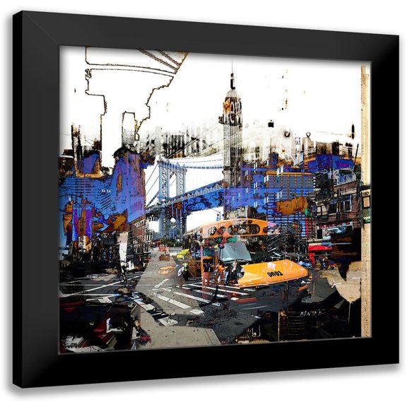 MN.FF 12x12 Black Modern Framed Museum Art Print Titled - New York Brooklyn Bus