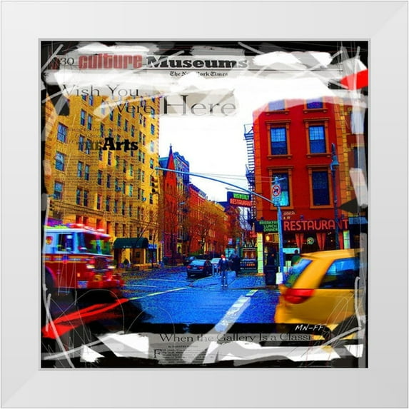 MN.FF 12x12 White Modern Wood Framed Museum Art Print Titled - Camion de pompier New York