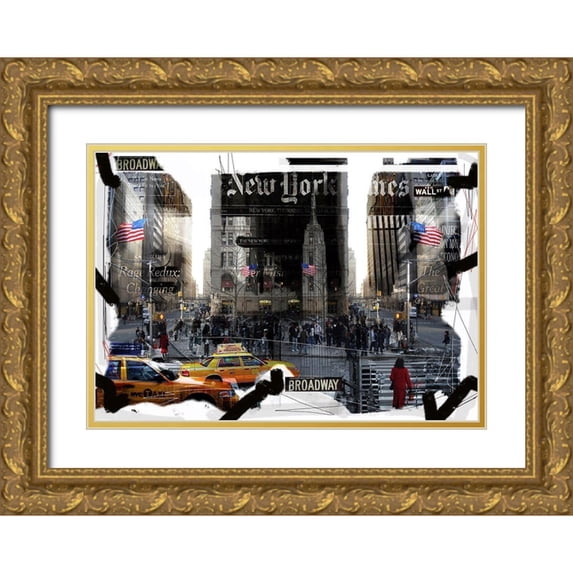 MN.FF 24x18 Gold Ornate Wood Framed with Double Matting Museum Art Print Titled - Broadway Broadway Liberty