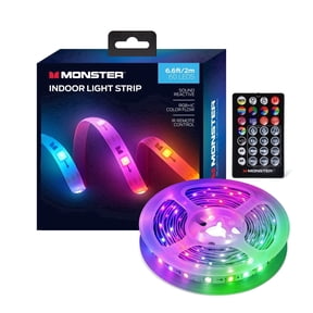 Monster 6.6ft Indoor LED Strip Lights, Multicolor Flow LED Lights for Bedroom & TV, Sound Reactive, USB Powered with Remote