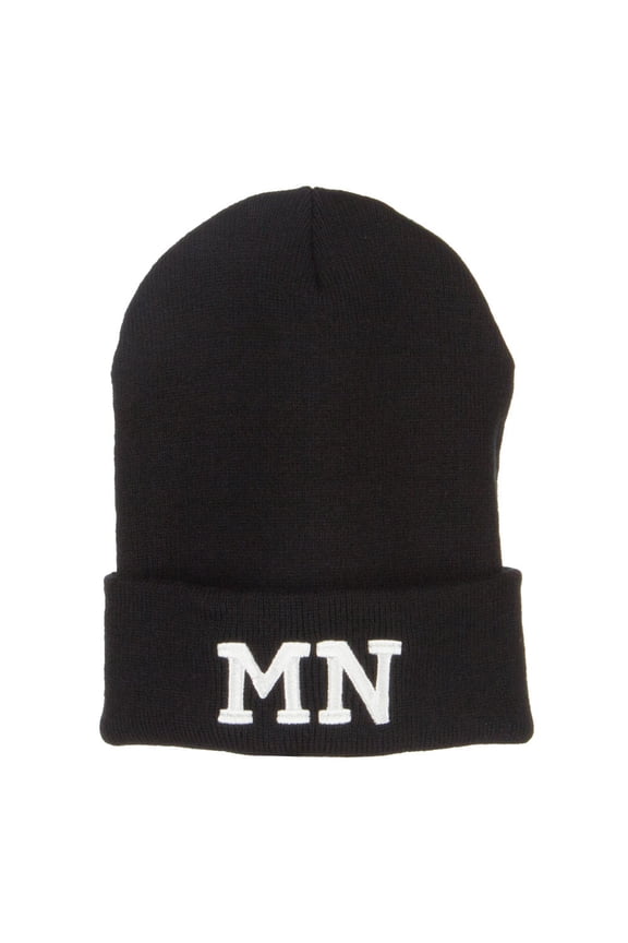 MN Minnesota State Embroidered Long Beanie - Black OSFM