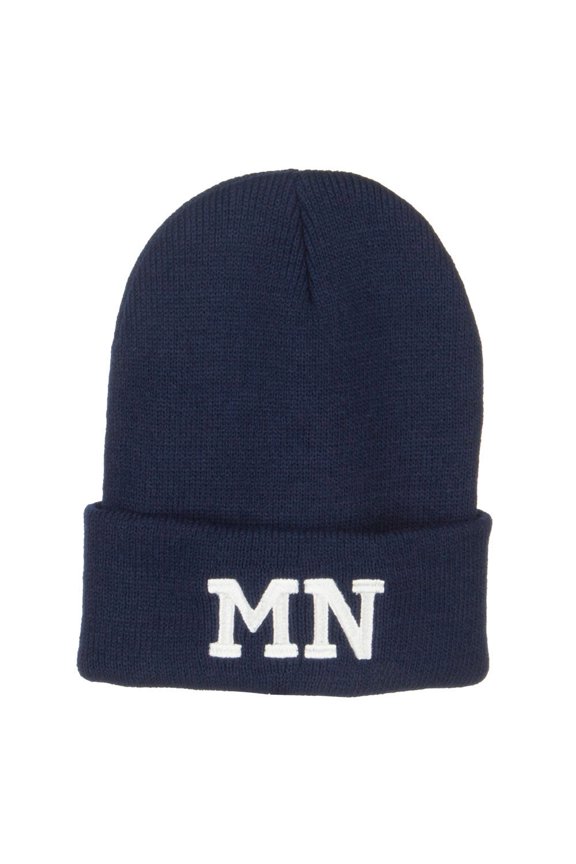 MN Minnesota State Embroidered Long Beanie - Navy OSFM