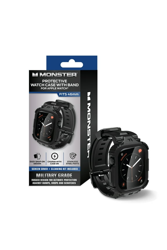 Rugged Smart Watch Band with Protective Case and Touch-Sensitive Screen Cover, Compatible with Apple Watch, 46mm