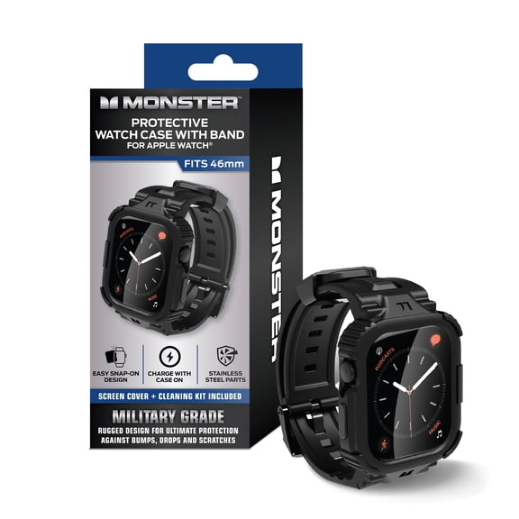 Monster Rugged Smart Watch Band with Protective Case and Touch-Sensitive Screen Cover, Compatible with Apple Watch, 46mm