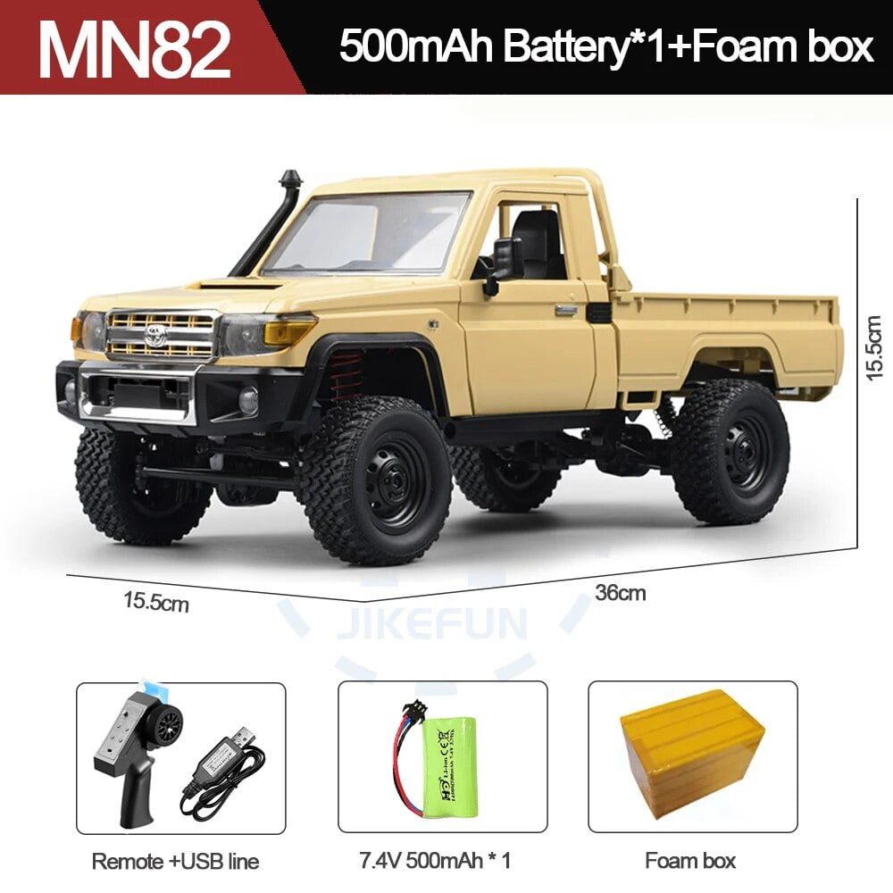 MN82 RC Crawler 1:12 Full Scale Pick Up Truck 2.4G 4WD Off-road Car Controllable Headlights ...