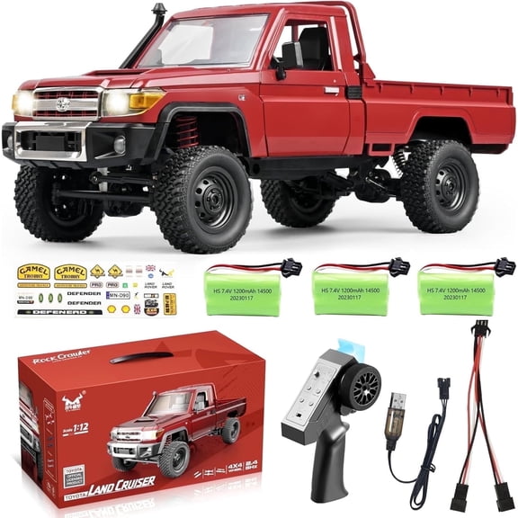 AOBAIWO MN82 RC Crawler  RC CAR 4x4 2.4GHz 4WD Off-Road Pick-up Truck RTR with 3 Upgraded 1200mah Battery