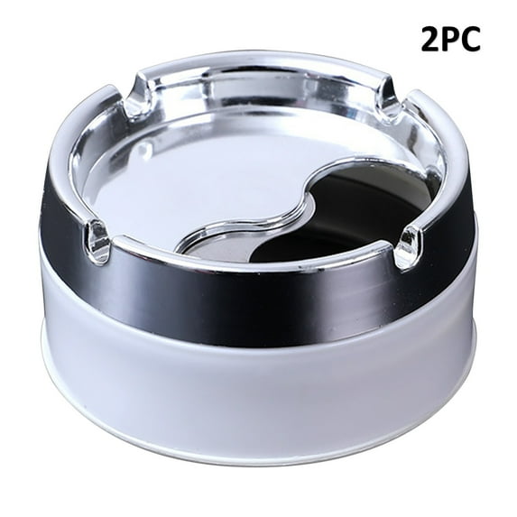 MNBFYX 2PCS Windproof Outdoor Ashtray Rotating Lid Design Decorative Ash Tray Stainless Steel Outdoor Ashtrays Can with Sand Tray for Patio Garden Camping