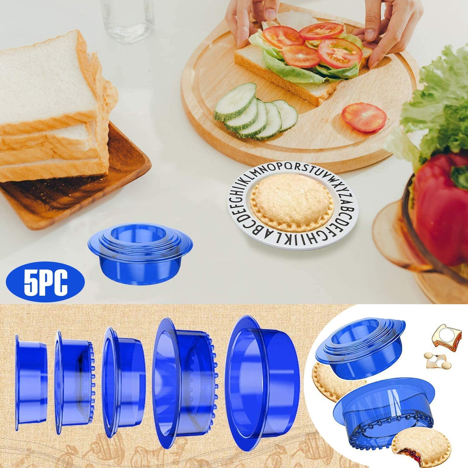 MNBFYX 5PCS Sandwich Cutter and Sealer Crustless Sandwich Maker Cut and