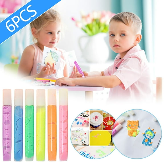 MNBFYX 6PCS Magic Puffy Pens Puffy Popcorn Drawing Pens 3D Creative Markers Art Supplies for Drawing & Colorin 3D Art Safe Pen
