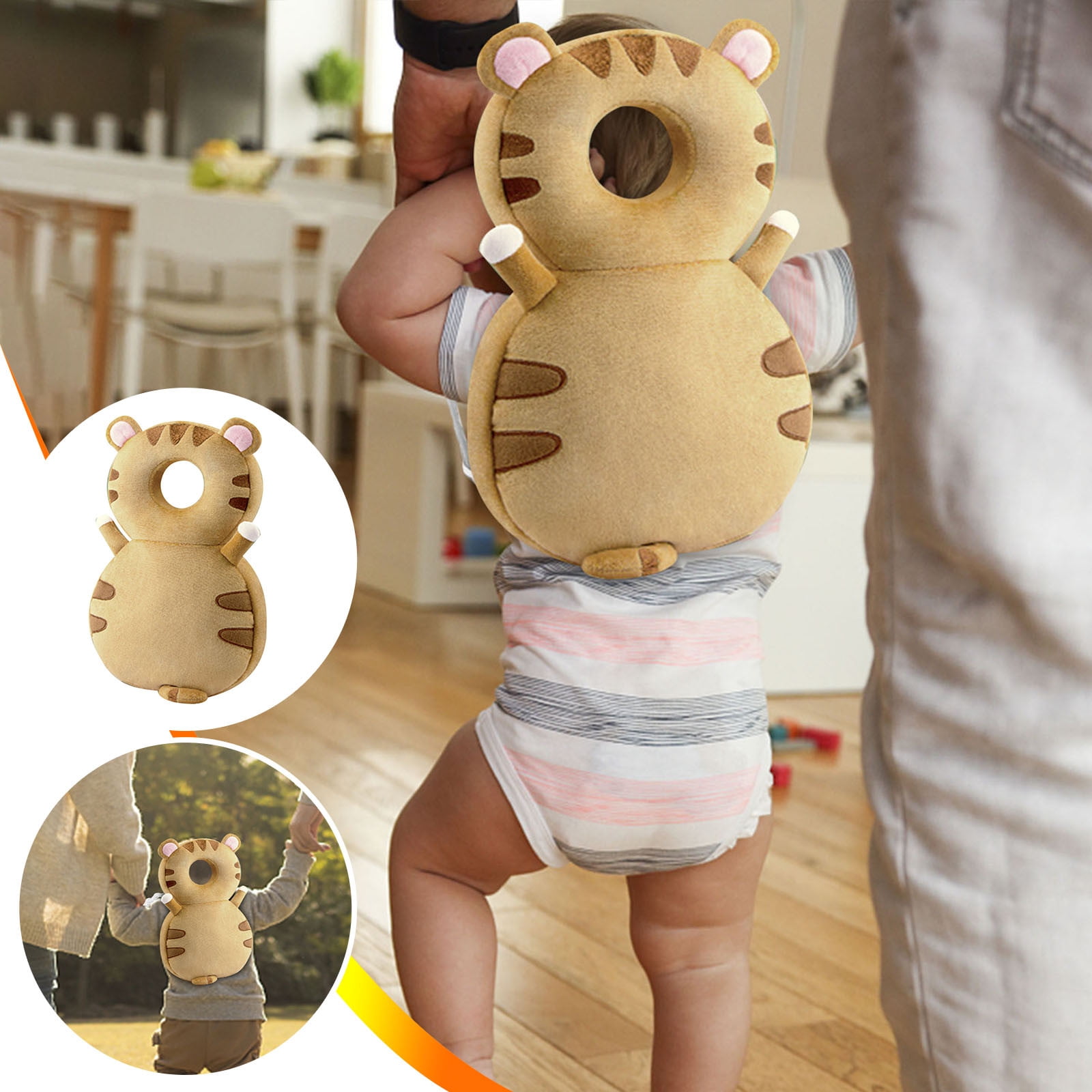 MNBFYX Toddler Baby Head Protection Cushion Backpack Wear Brown Tiger