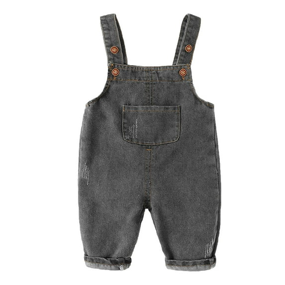 MNCEKFOD Boy's Pnats Baby Denim Overalls Summer And Spring with Front Pocets Loose Leisurel Kids Pants Black 18-24 M