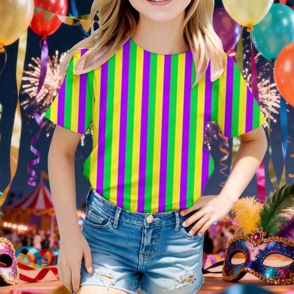 MNCEKFOD Boys Carnival Unique Pattern Top Short Sleeve Crew Neck Soft Fabric Outdoor Casual T-Shirt Multicolour