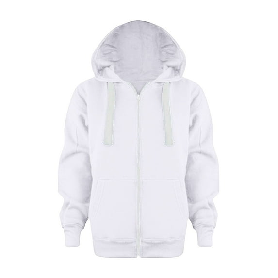 MNCEKFOD Boys Sweatshirts Zip Up Hoodie Solid Color Long Sleeve for Running Sports Coat Athletic Tops White 4-5 Years