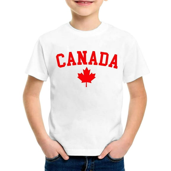 MNCEKFOD Boys Tshirts Summer Casual Canada Day Leaf Printed Crewneck Short Sleeve Tee Shirts Slim fit Classic Fit Basic Tees White 6-7 Years