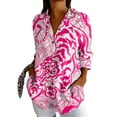 thumbnail image 1 of MNCEKFOD Button Down Shirts for Women Hawaiian Stylish Printed Lapel Shirts Long Sleeves for Beach Vacation Summer Casual Basic Shirts Pink S, 1 of 3