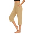 thumbnail image 1 of MNCEKFOD Capris Pants for Women Summer Casual Comfy Straight Leg Elastic Waist Slim Fit Cropped With Pockets Relaxed Fit Comfortable Trousers Khaki Khaki, 1 of 6
