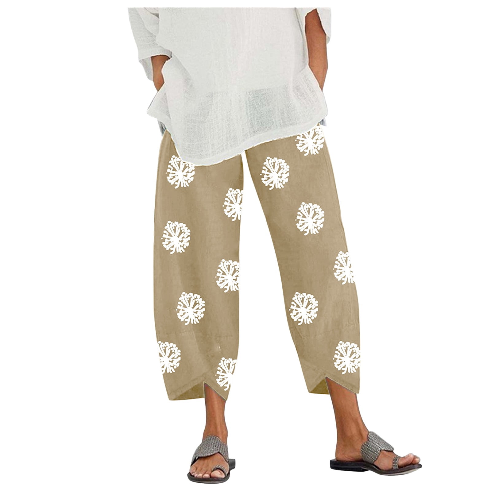 Tomato Boho Cotton Culotte Capri Pull On Pants