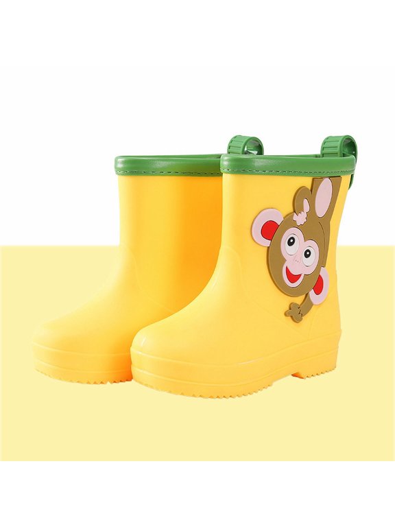 Cute Animal Print Waterproof Back To School Kids Rain Boots For Toddler Boys And Girls Outdoor Wear Kids Footwear Yellow