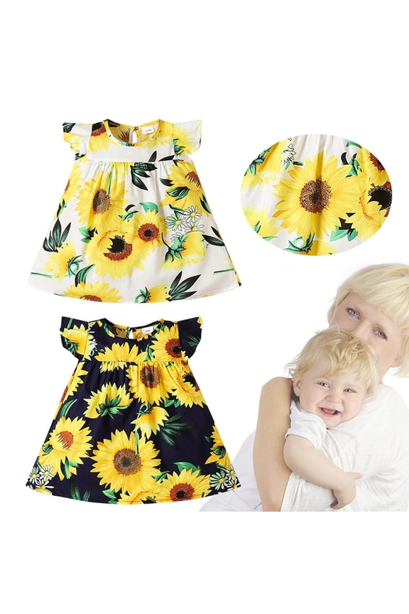 Cute Dresses For Baby Girl Fresh Floral Printed Classic A Line Summer Dress Elegant Silhouette Fresh Pattern Easy Matching For Kids Daily Wear Girl Sundress Blue