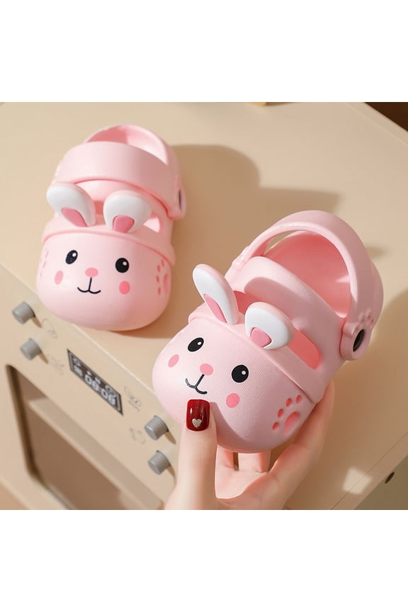 Cute Rabbit Print Kids EVA Slides Soft Comfortable Bumper Toe Summer For Toddler Boys And Girls Wear Kids Footwear Pink