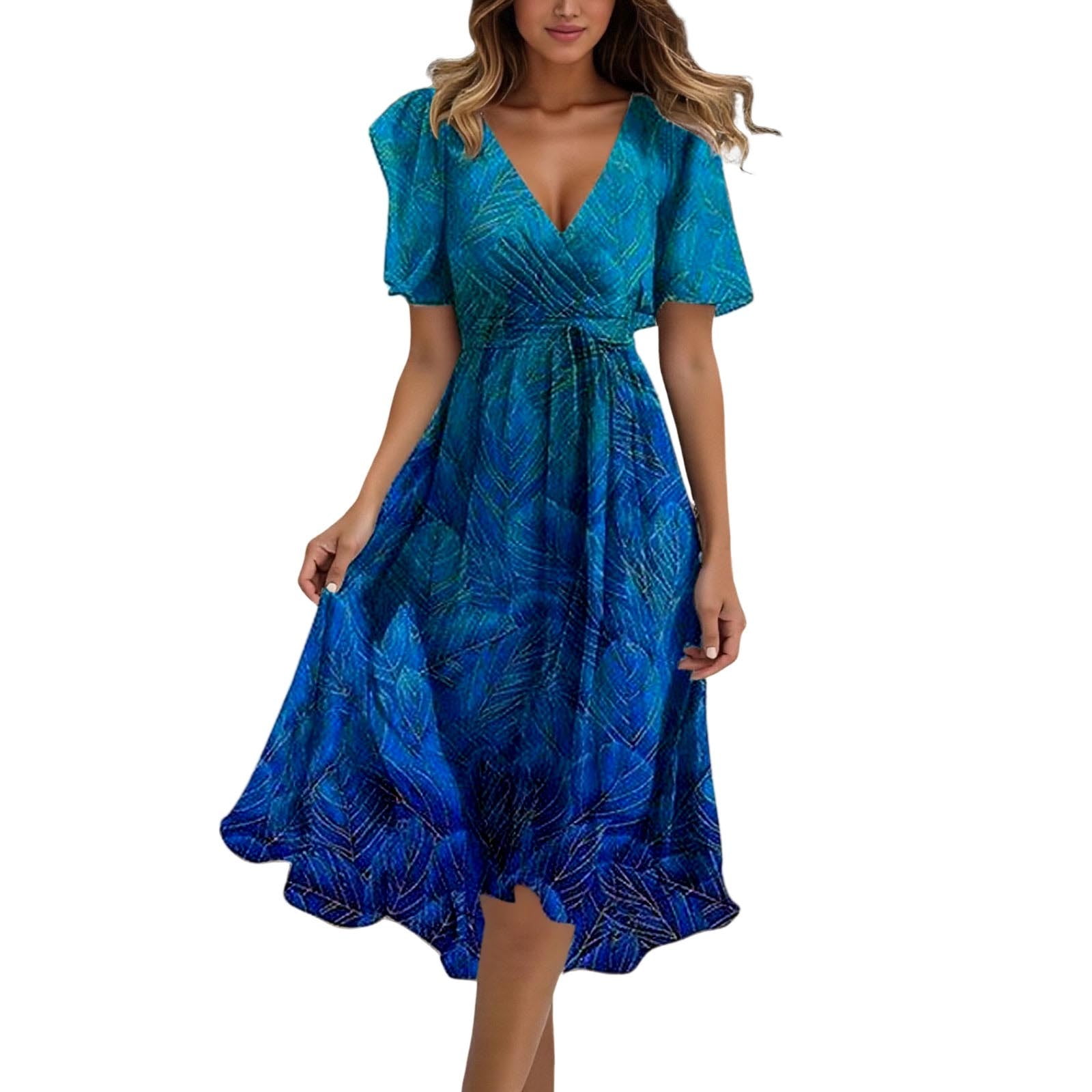 MNCEKFOD Dresses for Women 2025 Boho Floral Printed Chiffon Dress ...