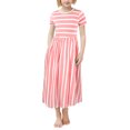 thumbnail image 1 of MNCEKFOD Girls Summer Dress 2025 New Trendy Striped Print Short Sleeve Toddler Ankle Length Breathable Relaxed Fit Dress Pink 11-12 Y, 1 of 7