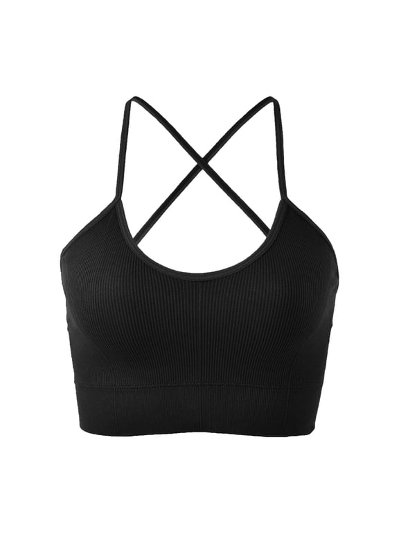 Graphic Tank Tops For Women Trendy Cross Back Threaded Tube Top Anti Chafing Base Layer Sport Sleeveless Vest Elastic Soft Daily Inner Wear Womens Tanks Black One Size