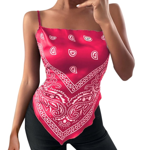 MNCEKFOD Graphic Tank Tops For Women Trendy Slim Halter Neck Spaghetti Strap Vest Bodycon Bandeau Casual Daily Inner Outer Dual Use Stylish Tops Womens Shirts Hot Pink XXL