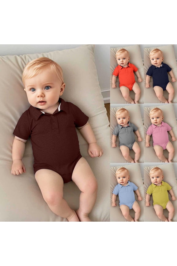 Infant Baby Short Sleeve Polo Rompers Collared Gentleman Soft Cotton For Newborn Daily Wear Baby Clothes