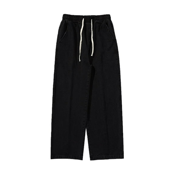 MNCEKFOD Jeans for Men Oversized Streetwear Trendy Baggy Loose Denim Pants Relaxed Fit Wide Leg Jeans Black XL