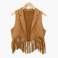 thumbnail image 1 of MNCEKFOD Kids Tshirts for Toddler Girls Western Cow Style Outfits Open Front Tassel Vest Dress Up Coat for Party Leisure Basic Tees Khaki 5-6 Years, 1 of 4