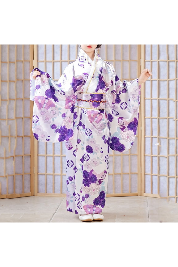 Kimono Style Japanese Yukata Casual Summer Girls Dress For Toddler Kids Daily And Party Wear Girls Dresses Purple