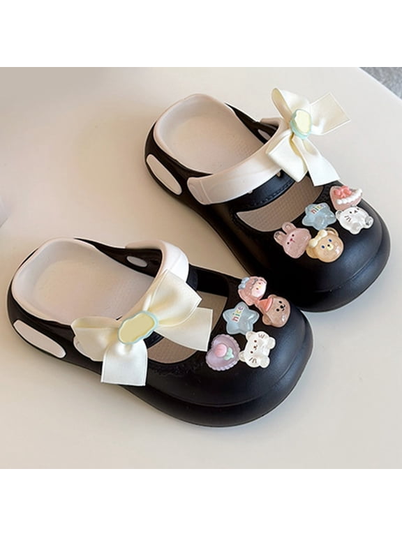Mary Jane Princess Anti Slip Soft Sole Girls Clogs For Toddler Baby Girls And Mom Wear Kids Footwear Black