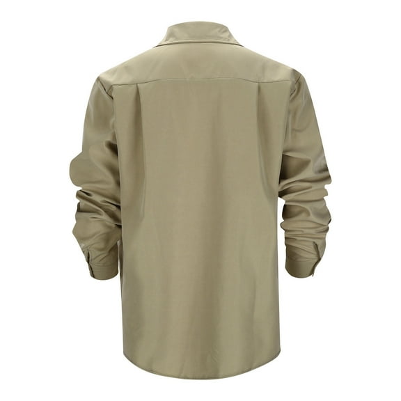 MNCEKFOD Men Shirts 2025 Loose Fit Trendy Casual Comfortable Button Down Shirts Long Sleeve Relaxed Fit Mens Tops Khaki M