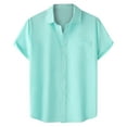 thumbnail image 1 of MNCEKFOD Men Shirts 2025 Summer Trendy Casual Beach Seaside Classic Short Sleeved Bowling Button Closure Relaxed Fit Mens Tops Light Blue XL, 1 of 7