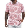 thumbnail image 1 of MNCEKFOD Men Shirts 2025 Trendy Beach Vacation Floral Shirts Loose Fit Collar Button Open Short Sleeve Classic Fit Mens Tee Shirt Pink XXXXL, 1 of 3