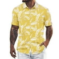 thumbnail image 1 of MNCEKFOD Men Shirts 2025 Trendy Beach Vacation Floral Shirts Loose Fit Collar Button Open Short Sleeve Relaxed Fit Mens Tops Yellow XL, 1 of 4