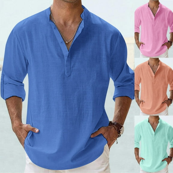 MNCEKFOD Men Shirts Summer 2025 Causal Button Up Long Sleeved Stylish Turn Down Pullover Shirt Relaxed Fit Mens Tops Green S