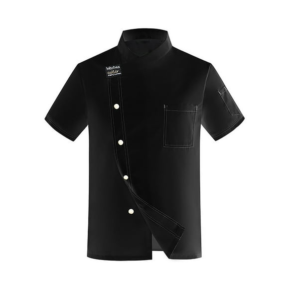 MNCEKFOD Men Shirts Unisex Hotel Chefs Work Shirts With Short Sleeves Breathable Relaxed Fit Mens Tops Black L