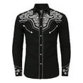 thumbnail image 1 of MNCEKFOD Men Shirts Western Cowboy Shirts Long Sleeve Embroidered Slim Fit Button Down With Pockets Leisure Mens Tops Grey XXL, 1 of 3
