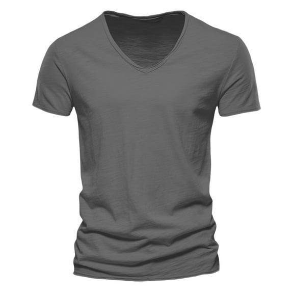 MNCEKFOD Men Summer T Shirts Casual V Neck Tshirts Loose Fit Comfortable Stretchy Pure Color For Daily Wear Tee Shirt for Men Grey XXL