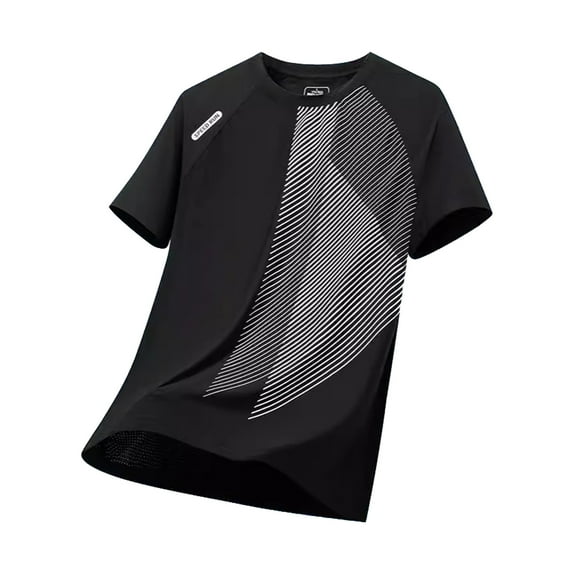 MNCEKFOD Men Summer T Shirts Ice Silk Quick Dry Cool Loose Fit Shirt Sports Short Sleeve Round Neck Tee Shirt for Men Black L