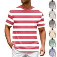 thumbnail image 1 of MNCEKFOD Men's Basic T Shirts Summer 2025 New Color Blocked Navy Sailor Striped Tshirts Casual Loose Round Neck Short Sleeved Tee Shirt for Men Grey S, 1 of 5