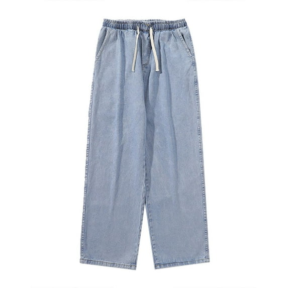 MNCEKFOD Men's Jeans Oversized Streetwear Trendy Baggy Loose Denim Pants Relaxed Fit Wide Leg Jeans Light Blue XL